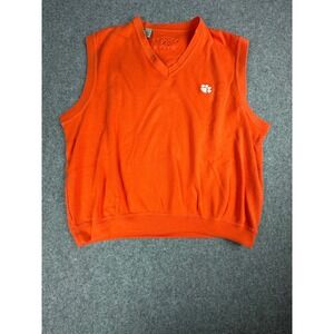 Cutter Buck Orange Clemson Tigers V Neck Sweater Vest Mens XL Cotton Golf
